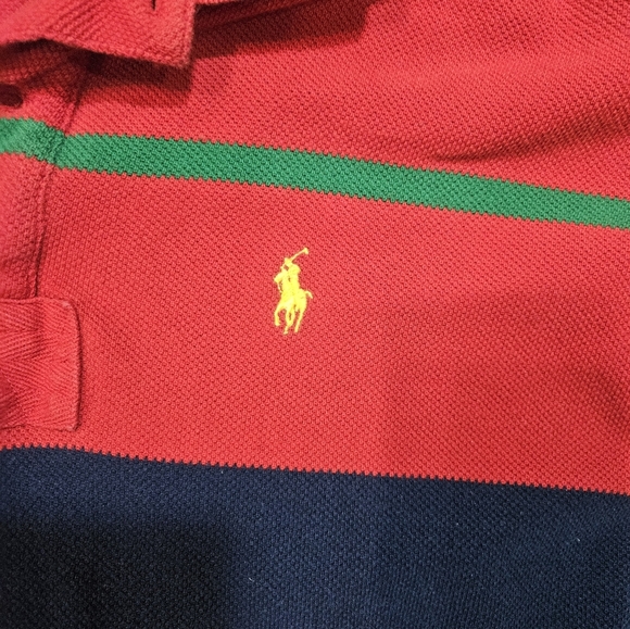 Polo Ralph Lauren Men's Polo SS Shirt Size L Colorblock Red Cotton - Picture 3 of 9